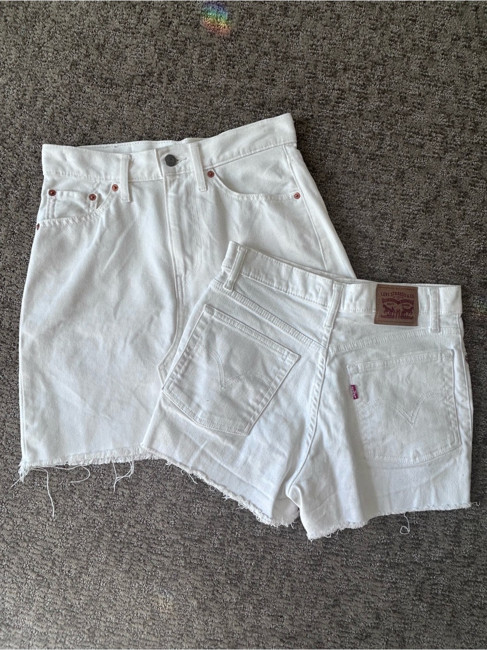 Levi's White Denim High-Rise Shorts and Skirt Bundle - Size 27